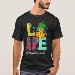 Camiseta Amo Sandália de Verão de Flor Tropical de Abacaxi