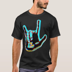 Camiseta Amo-te a linguagem de sinais ASL surda