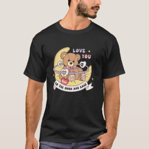 Camiseta Amo-Te À Lua E Ao Urso Bonito Traseiro Traseiro Va