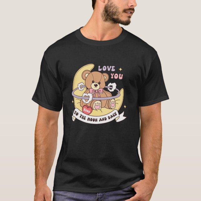 Camiseta Amo-Te À Lua E Ao Urso Bonito Traseiro Traseiro Va (Frente)