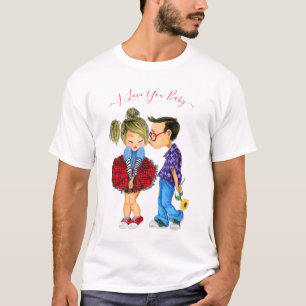 Camiseta Amo-Te Bebê - Casal Romântico Bonito - Beijo