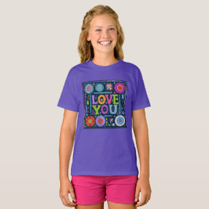 Camiseta Amo-te, design de colheita colorido.