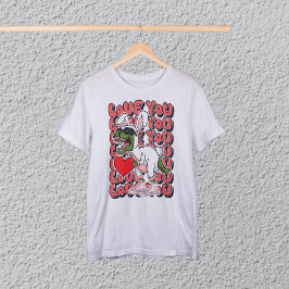 Camiseta Amo-te, Dinossauro Bonito em Figurino Coelhinho