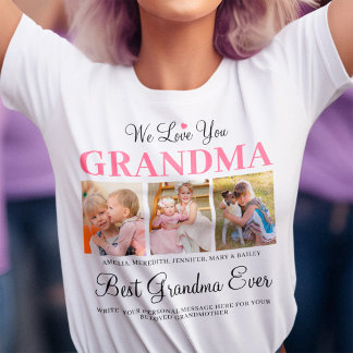 Camiseta Amo-te GRANDMA da Colagem de Fotos de Netos