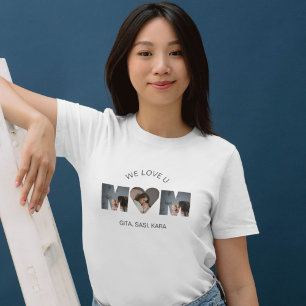 Camiseta Amo-Te, Mãe, Dia de as mães Personalizado 3 Colage