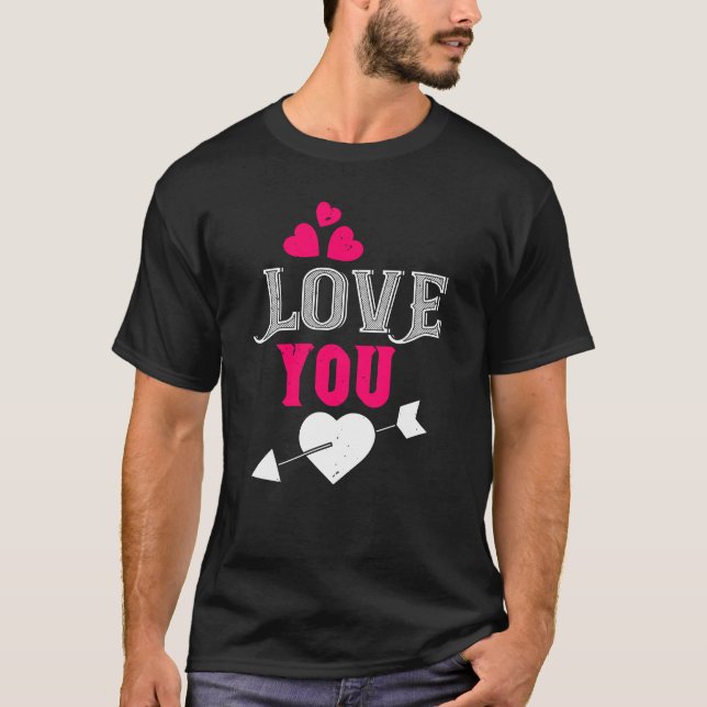 Camiseta Amo-te o coração e a Design de seta (Frente)