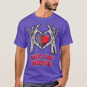 Camiseta Amo-Te Para Sempre... Esqueleto... Ossos do Coraçã