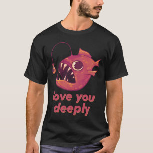 Camiseta Amo-Te Profunda Criatura De Anglerfish Vermelho