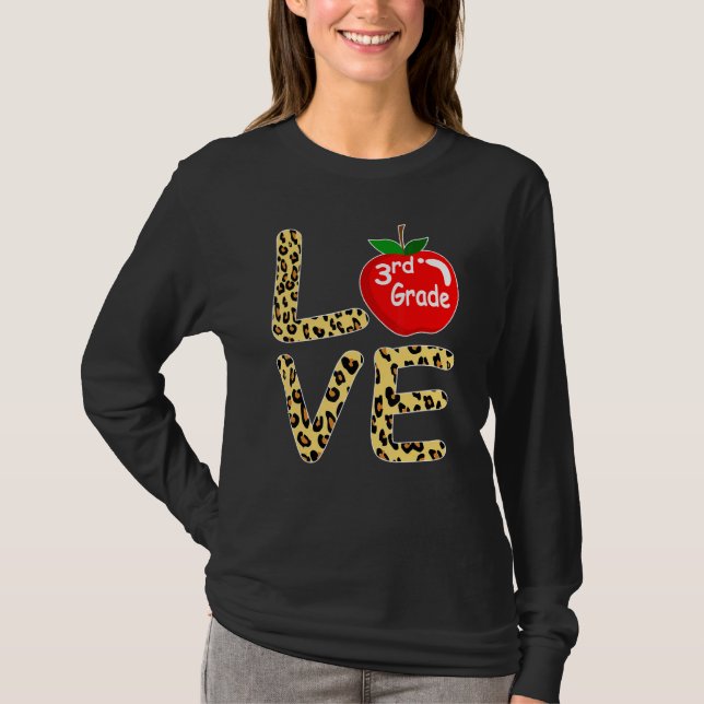 Camiseta Amo Terceiro 3º Ano Leopard Volta às Aulas Profess (Frente)
