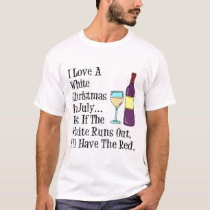 Camiseta Amo um Natal Branco em Vinho de Julho Engraçado