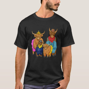 Camiseta Amo Vacas das Terras Altas Escocesas Família de V