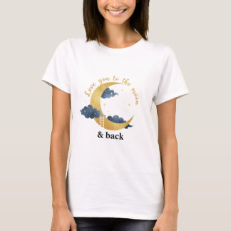 Camiseta Amo Você Até a Lua e de Volta Celestial Dourado Bo