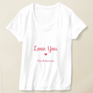 Camiseta Amo você vermelho coração branco personalizado