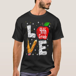 Camiseta Amor 4ª Série Maçã Volta às Aulas Professor