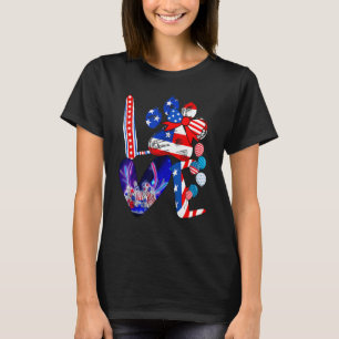 Camiseta Amor 4 de Julho Impressão de Pata de Cachorro Gato