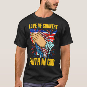 Camiseta Amor À Fé Do País Em Deus Reze À Mão Americana