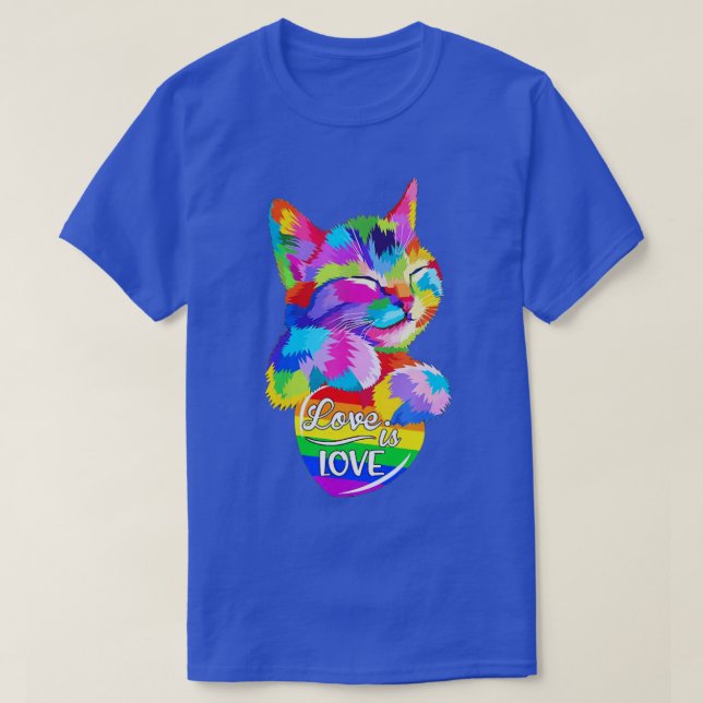 Camiseta Amor a Gato LGBT É Amor (Frente do Design)