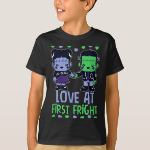 Camiseta Amor À Primeira Medo Kawaii Monstro de Frankenstei