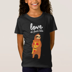 Camiseta Amor à primeira mordida - Lama bonita com pizza fi