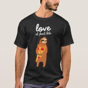 Camiseta Amor à primeira mordida - Lama bonita com pizza fi