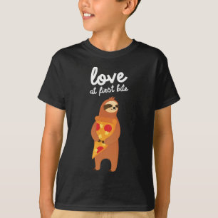 Camiseta Amor à primeira mordida - Lama bonita com pizza fi