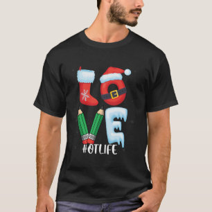Camiseta Amor à Vida Santa Hat Terapêutica Ocupacional Xmas