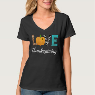 Camiseta Amor Ação de Graças Pumpkin Western Leopard Cowhid