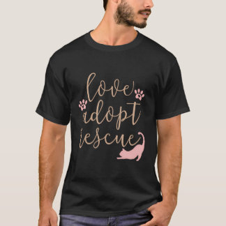 Camiseta Amor Adotar Salvamento Cat Proprietário De Pet Res