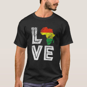Camiseta AMOR África Mapa da História Negra Mês Homens Mulh
