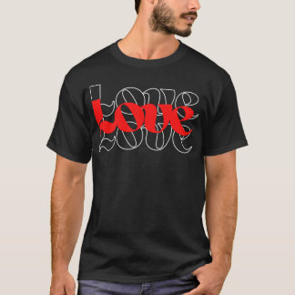 Camiseta AMOR AMOR AMOR na família Vermelha e Branca
