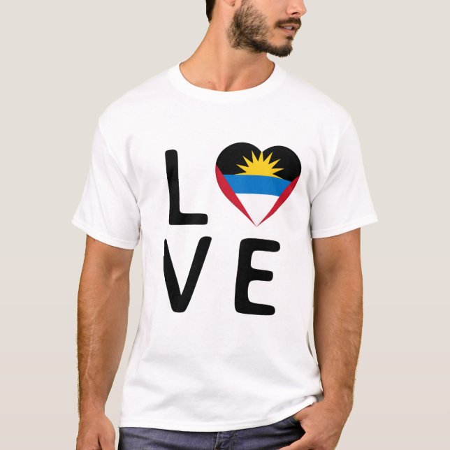Camiseta Amor - Antígua e Barbuda Flag (Frente)