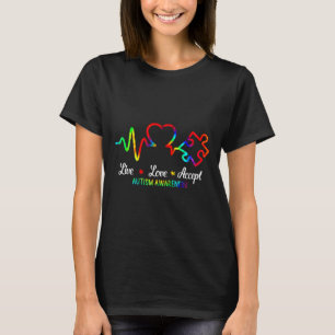 Camiseta Amor ao Vivo Aceita Autismo Sensibilização Tie Dye