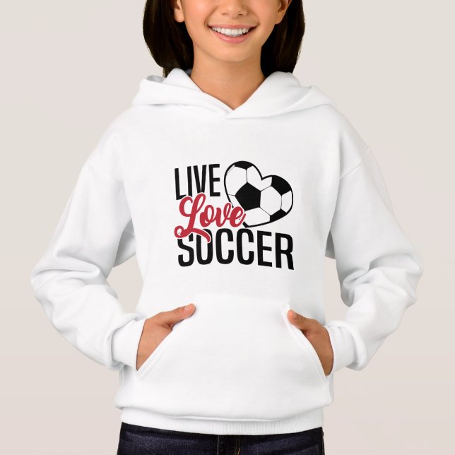 Camiseta amor ao vivo arte de esportes de futebol Hoodie (Frente)