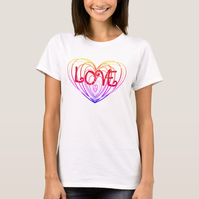 Camiseta Amor Arco-íris Coração Duplo (Frente)
