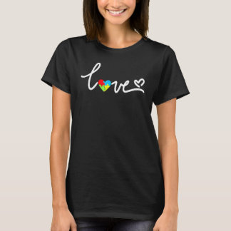 Camiseta Amor Autismo Coração Peças de Puzzle Conscientizaç