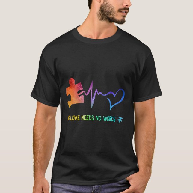 Camiseta Amor Autista Não Precisa De Palavras Quebra-cabeça (Frente)