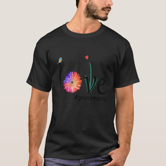 Camiseta Amor Avó Cótulo de Água Flor de Ave Moth (Frente)