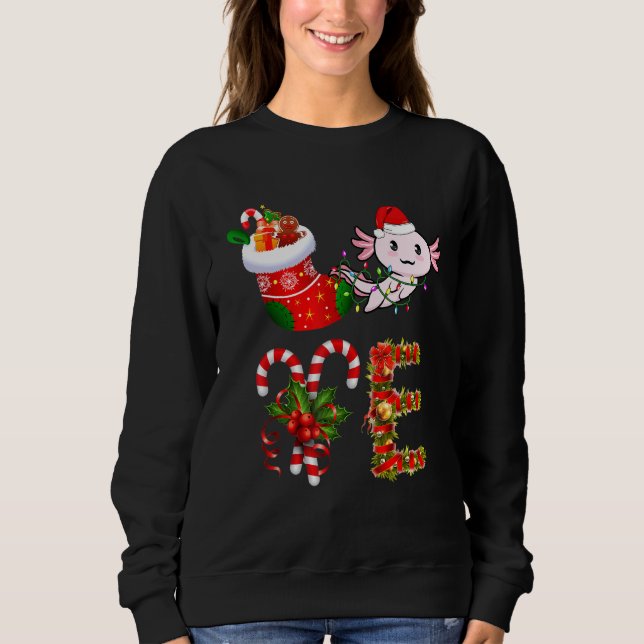 Camiseta Amor Axolotl Natal Lights Led Santa Hat Chris (Frente)