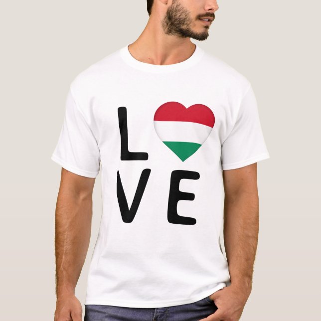 Camiseta Amor - Bandeira da Hungria (Frente)
