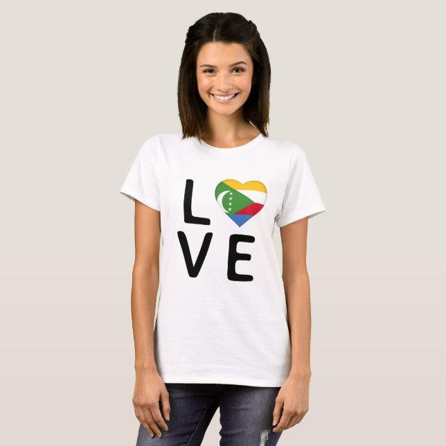 Camiseta Amor - Bandeira das Comores (Frente Completa)