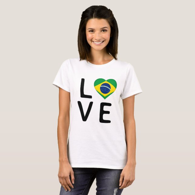 Camiseta Amor - Bandeira do Brasil (Frente Completa)