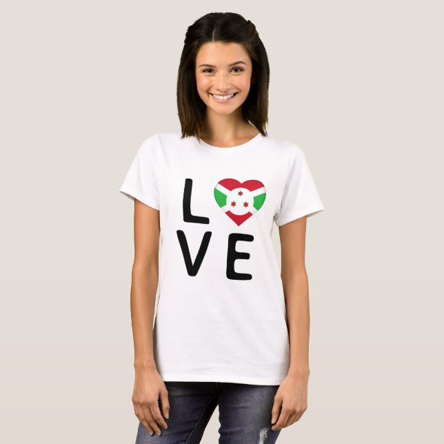 Camiseta Amor - Bandeira do Burundi (Frente Completa)