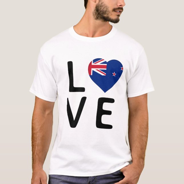 Camiseta Amor - Bandeira Nova Zelândia (Frente)