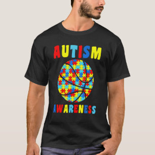Camiseta Amor Basquetebol Puzzles Conscientização do Autism