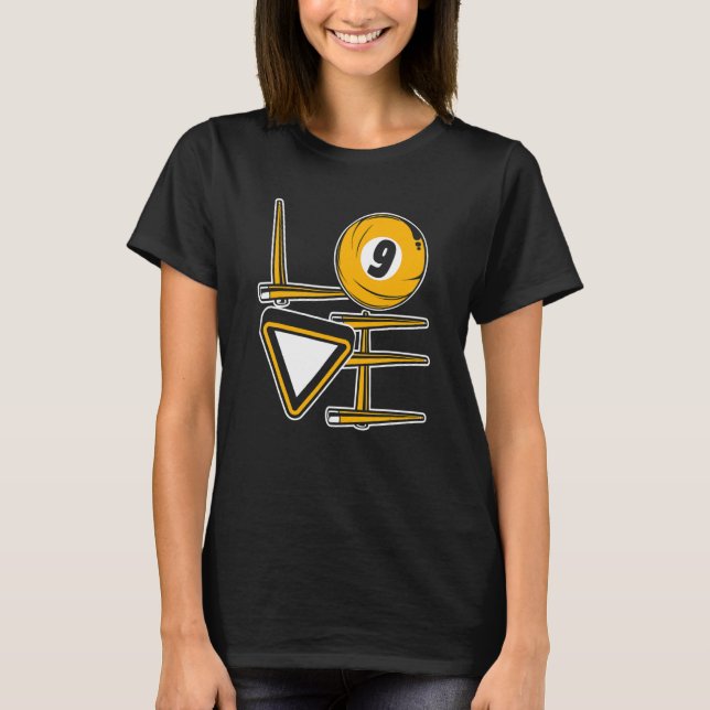 Camiseta Amor Bolas de Sinuca Snooker Jogador Bilhar (Frente)