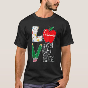 Camiseta Amor Bonito Ensinando De Volta À Escola Eu Amo Pro