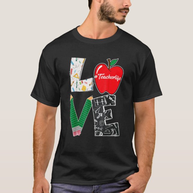 Camiseta Amor Bonito Ensinando De Volta À Escola Eu Amo Pro (Frente)