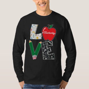 Camiseta Amor Bonito Ensinando De Volta À Escola Eu Amo Pro