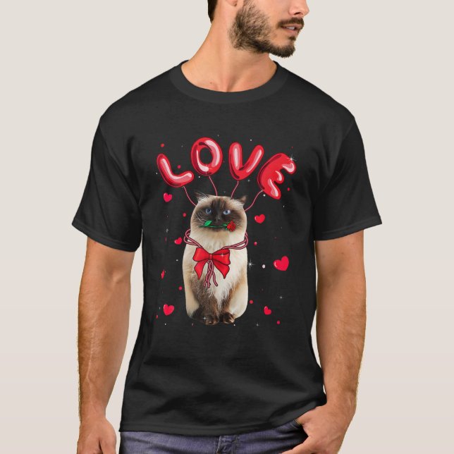 Camiseta Amor bonito Himalaia Namorados de gato Pet Cat Lov (Frente)