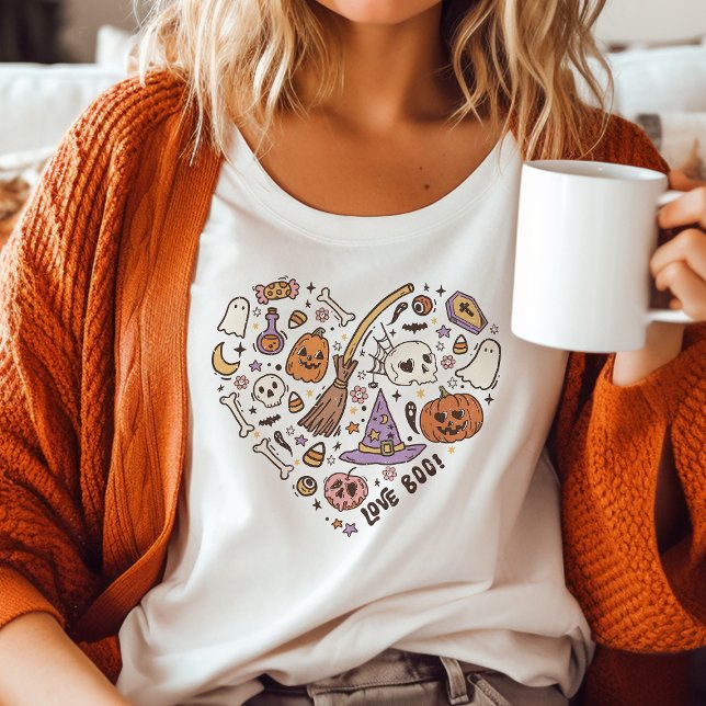 Camiseta Amor Boo! Retro Halloween Heart (Criador carregado)